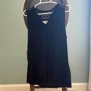 LOFT Black Sleeveless Blouse with Lace Back Shoulder